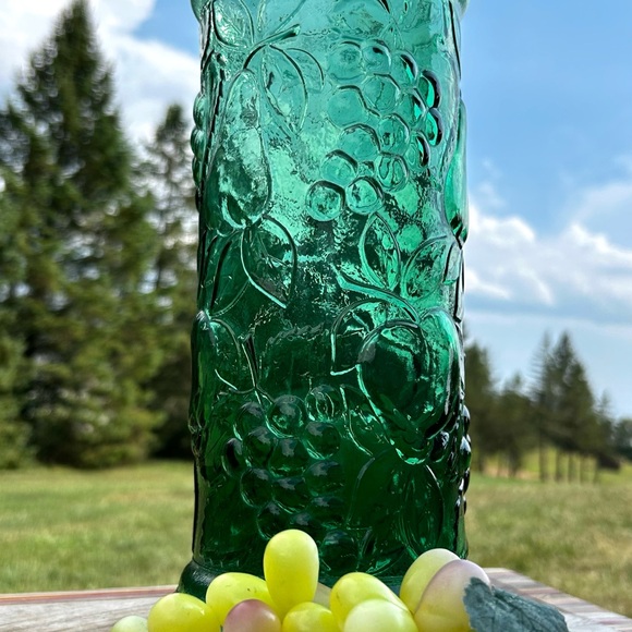 🎉HP🎉Vintage MCM  EMPOLI GLASS Decanter Bottle Fruit Pattern Italy ~ No Stopper - Picture 13 of 14